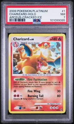 2009 Pokemon Platinum Arceus Charizard Cracked Ice #1 PSA 7 NM - Image 1
