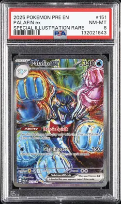 2025 POKEMON PRE EN-PRISMATIC EVOLUTIONS #151 PALAFIN EX PSA 8 - Image 1