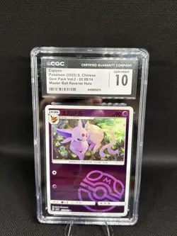 Pokemon Espeon Master Ball Reverse Holo CGC 10 05/09/14 Gem Pack Vol.2 Chinese - Image 1