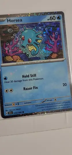 Fart Super Swirls 🌀 Horsea Cosmos Holo Heavily Bleed Error 010/064 Rare Pokemon - Image 2