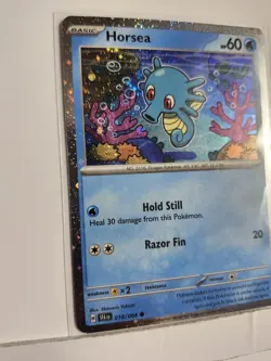 Fart Super Swirls 🌀 Horsea Cosmos Holo Heavily Bleed Error 010/064 Rare Pokemon - Image 4