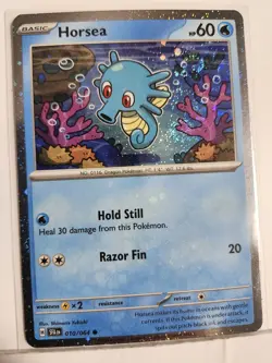 Fart Super Swirls 🌀 Horsea Cosmos Holo Heavily Bleed Error 010/064 Rare Pokemon - Image 5