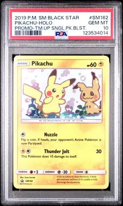2019 POKEMON SM BLACK STAR PROMO #SM162 PIKACHU-HOLO PSA 10 - Image 1