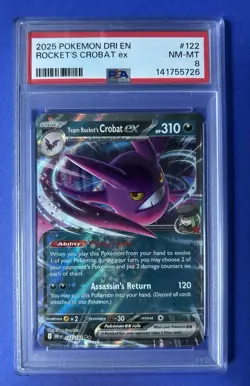 2025 Pokemon Dri En Rocket’s Crobat ex #122 PSA 8 NM-MT - Image 1