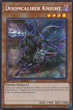 1X LP Doomcaliber Knight - SBC2-ENE04 - Prismatic Secret Rare 1st (WAX on Back) - Image 1