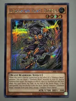 YUGIOH GLADIATOR BEAST DARIUS ASIA ENGLISH CR06-AES12 SECRET RARE (1ST RUN) - Image 1