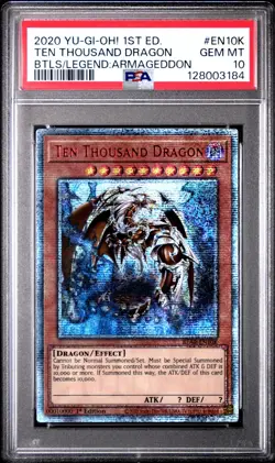 Ten Thousand Dragon Yugioh 2020 BLAR-EN10K 10000 Secret Rare 1st Edition PSA 10 - Image 1