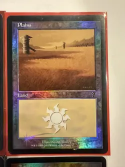 MTG: Set of FOUR Foil Plains Cards 7th Edition, Mercadian Masques -LP - Image 2