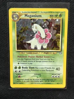 Pokemon TCG Meganium Neo Genesis Holo Swirl Card 10/111 - Image 2