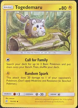 Togedemaru 73/236 Sm-Cosmic Eclipse Regular - Pokemon Card - Image 1