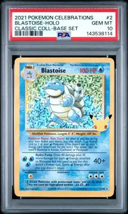 2021 POKEMON CELEBRATIONS CLASSIC COLLECTION #2 BLASTOISE HOLO PSA 10 2/102 - Image 1