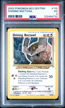 Pokemon Card Shining Noctowl 110/105 Neo Destiny 2002 PSA 3 VG - Image 1