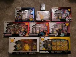 LOT OF (9) POKEMON CELEBRATIONS COLLECTION BOXES AND TINS 💎FACTORY SEALED - Image 1