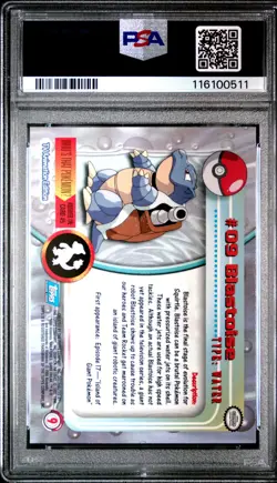 1999 TOPPS POKEMON TV RAINBOW FOIL #9 BLASTOISE PSA 8 - Image 2