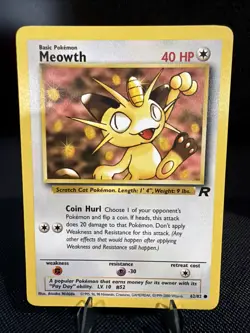 2000 Pokemon Meowth 62/82 Team Rocket 1st Edition NM/+ - Image 1