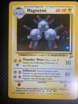 Pokemon TCG Magneton 9/130 Holo Rare SWIRL Base Set 2 - Image 1