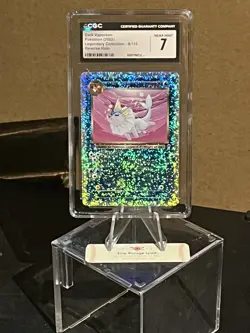 2002 Pokemon Dark Vaporeon 9/110 Legendary Collection Reverse Holo CGC 7 - Image 1