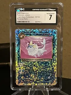 2002 Pokemon Dark Vaporeon 9/110 Legendary Collection Reverse Holo CGC 7 - Image 2