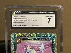 2002 Pokemon Dark Vaporeon 9/110 Legendary Collection Reverse Holo CGC 7 - Image 3