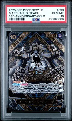 2025 ONE PIECE JPN LEGACY OF THE MASTER 3RD ANNIV GOLD MARSHALL D. TEACH PSA 10 - Image 1