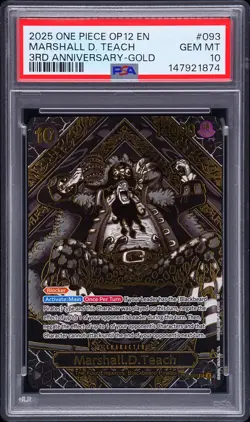 2025 ONE PIECE OP12-LEGACY OF THE MASTER 3RD ANV-GOLD MARSHALL D. TEACH PSA 10 - Image 1