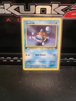 Pokemon Squirtle Card Shell Attack 50 HP Rare 1st Edition - Image 1