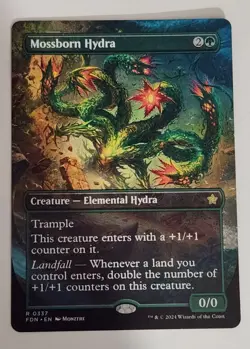 Mossborn Hydra Borderless MTG FDN 0337 Rare NM Green Landfall Counters - Image 1