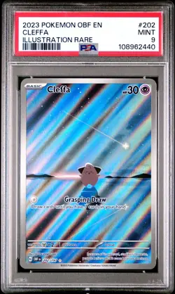2023 Pokemon OBF EN-Obsidian Flames 202 CLEFFA Illustration Rare, PSA 9, MINT - Image 1