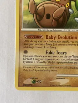 Pokemon Bonsly 71/130 Diamond and Pearl Regular 2007 NM - Image 3