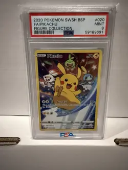 2020 POKEMON SWSH PROMO FIGURE COLLECTION SWSH020 FULL ART/PIKACHU PSA 9 - Image 1