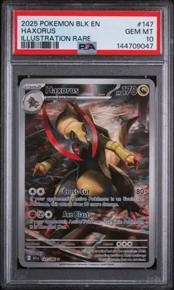 2025 POKEMON BLK EN-BLACK BOLT ILLUSTRATION RARE #147 HAXORUS PSA 10 - Image 1