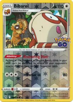 Bibarel - 060/078 - Reverse Holo Common Pokemon GO Pokemon TCG NM - Image 1
