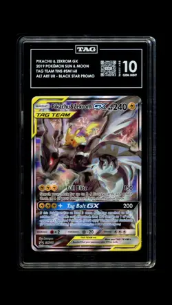 Pokemon Pikachu & Zekrom GX SM168 Team Up Promo Full Art TAG 10 - Image 3