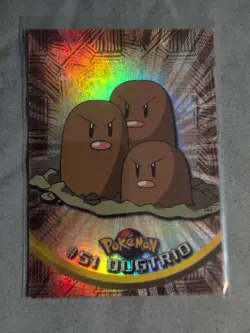 Topps Pokemon Dugtrio #51 Black Logo Holo Card Rainbow Textured Foil NM - Image 1