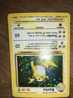 Pokemon TCG Base Set Raichu Holo Card 14/102 Unlimited Holo Rare - Image 1