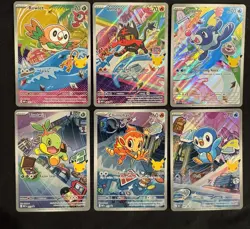 Pokemon First Partners Illustration Collection Sinnoh & Alola Starters 6 Promos - Image 1