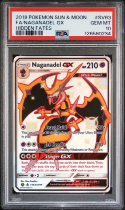 Pokemon Naganadel GX TCG SV63/SV94 Hidden Fates Full Art PSA 10 - Image 1