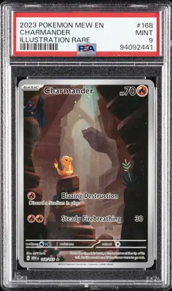 2023 POKEMON MEW EN-151 ILLUSTRATION RARE #168 CHARMANDER PSA 9 - Image 1