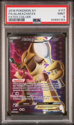2016 POKEMON XY FATES COLLIDE #117 FULL ART/ALAKAZAM EX PSA 9 - Image 1