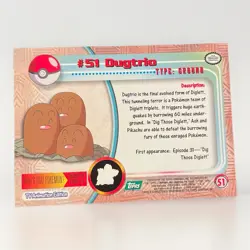 [LP] Topps 1999 Dugtrio #51 Pokemon TV Animation Edition Series 1 (Blue Label) - Image 2
