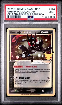 2021 POKEMON SWSH BLACK STAR PROMO | CELEBRATIONS #144 GRENINJA-GOLD STAR PSA 9 - Image 1