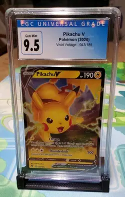 CGC Blue Label (10) Gem Mint 9.5 Pikachu V Pokemon 043/185: Vivid Voltage - Image 1