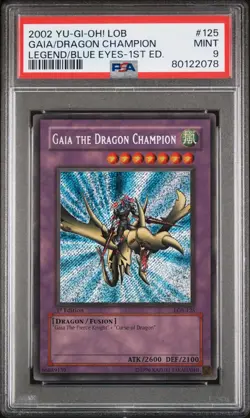 2002 YuGiOh Gaia The Dragon Champion 1st Ed. LOB-125 Secret Rare PSA 9 Mint - Image 2