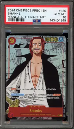 One Piece CCG Shanks PRB01 Manga Alternate Art OP01-120 PSA 10 Gem Mint - Image 1