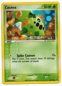 Pokemon Card: Cacnea 44/106 REVERSE HOLO Stamped EX Emerald! PL - Image 1