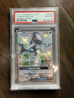 Mewtwo GX SV59 PSA 10 Gem Mint Hidden Fates Full Art Shiny Pokemon Card - Image 1