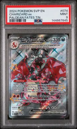 Pokemon TCG Charizard EX Scarlet & Violet Paldean Fates Promo Card #74 PSA 9 - Image 1