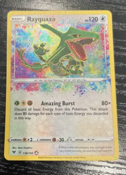 Pokemon TCG Rayquaza Vivid Voltage 138/185 Rare Card, Near Mint Condition - Image 1