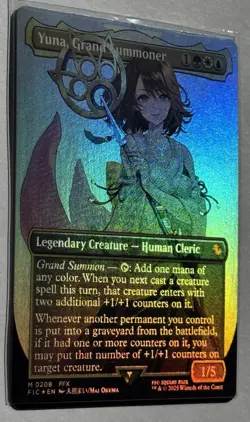MTG Yuna, Grand Summoner Commander: Final Fantasy Foil Borderless Mythic 208 - Image 3