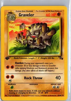 Graveler 37/62 Uncommon Fossil Pokemon 1st Edition Near Mint - Image 1